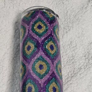 Peacock Glittered 20 oz. Skinny Tumbler